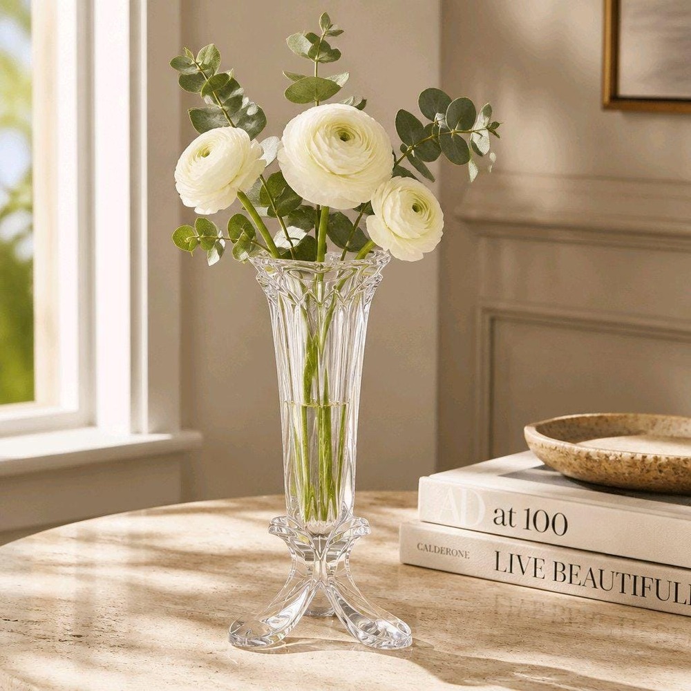 Lead Crystal Vase Cristal D'Arques Bandol pattern Three-footed Vintage France